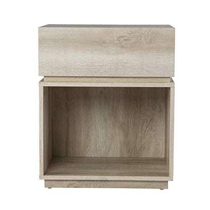 Mortayne Side Table with Charging Station - Transitional Design, Brown Finish - Ideal for Living Room, Bedroom (OC1106906)