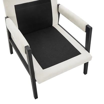 Kelly Mid-Century Modern Chenille Upholstered Accent Armchair, White