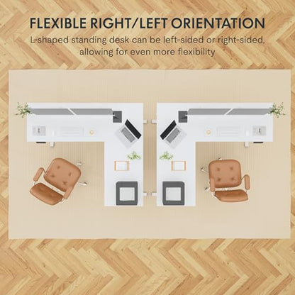 FLEXISPOT 63 x 48 Reversible L-Shaped Corner Standing Desk, White, view 5