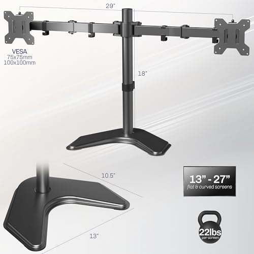 STAND-V002F Dual LED LCD Monitor Free-Standing Desk Stand for 2 Screens, view 4