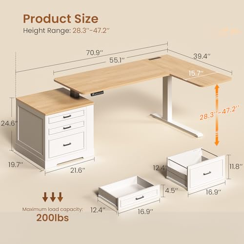 Farmhouse L Shaped Electric Standing Desk, view 3