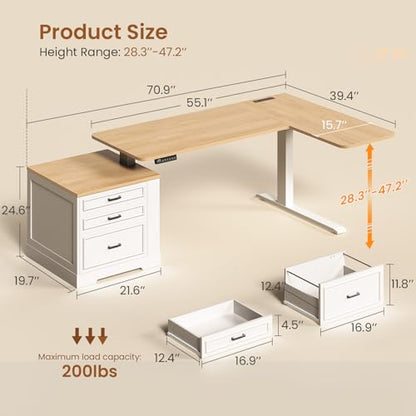 Farmhouse L Shaped Electric Standing Desk, view 3