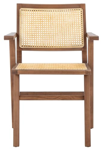 SAFAVIEH Couture Home Collection Hattie Walnut/Natural French Cane Living Room Dining Arm Chair (Set of 2) SFV4115D-SET2