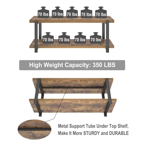 Entryway Bench, Industrial Shoe Storage Bench for Living Room Bedroom, Rustic Brown