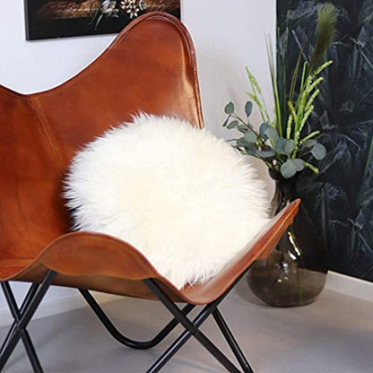 Butterfly Chair - Tan Leather Living Room Chair with Black Metal Base (Iron Frame with Tan Cover)