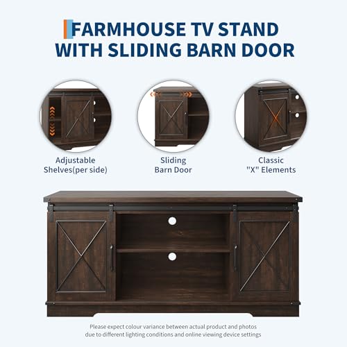 Farmhouse TV Stand for TVs up to 65 inches, Brown, view 6
