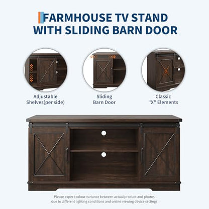 Farmhouse TV Stand for TVs up to 65 inches, Brown, view 6