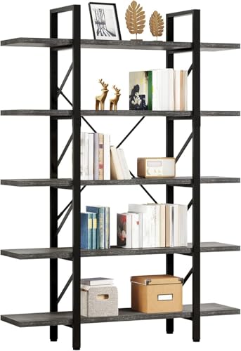 5-Tier Bookshelf | 70.9" Tall Bookshelves and BookCases with 5 Shelves Display Storage Shelves for Home Office, Living Room, Charcoal Gray