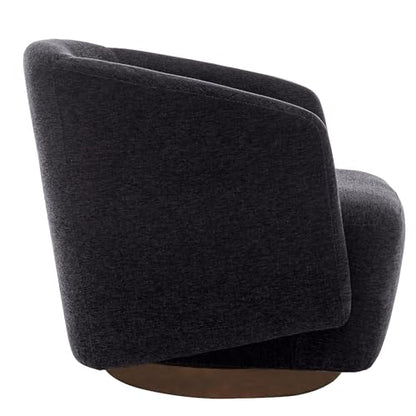 Accent Chair,Modern Swivel Chairs for Living Room and Bedroom Reading with Wood Base,Performance Fabric in Charcoal Gray