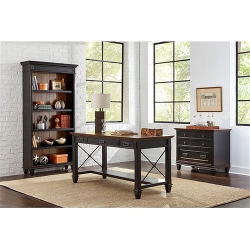Hartford Wood Bookcase in Two Tone Distressed Black