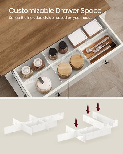 VASAGLE LIRY Collection - Buffet Cabinet, Coffee Bar Cabinet with a Drawer, Adjustable Shelf, Sideboard Storage with Cable Hole, Drawer Divider, Rustic White and Honey Brown UBBK341W01V1S
