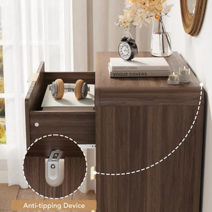 48" H Fluted 5-Drawer Dresser for Bedroom, Walnut, view 6