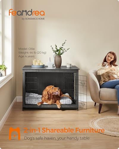44.1" Dog Crate Furniture, Indoor Dog Kennel Side End Table, view 3