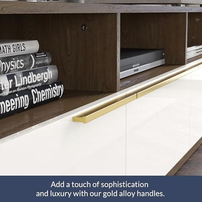 70" TV Stand for TV up to 70", Modern Home Entertainment Center with Open Shelves and Drawers, Media Console Table, Wood Storage Cabinet for Living Room - Broadway (White)