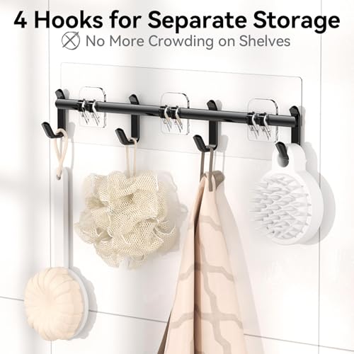 Shower Caddy Adhesive, 100% Rustproof Shower Organizer with Soap Holder, Large Capacity Shower Shelves for Inside Shower, No Drilling Bathroom Organizers and Storage for Home Decor 6 Pack