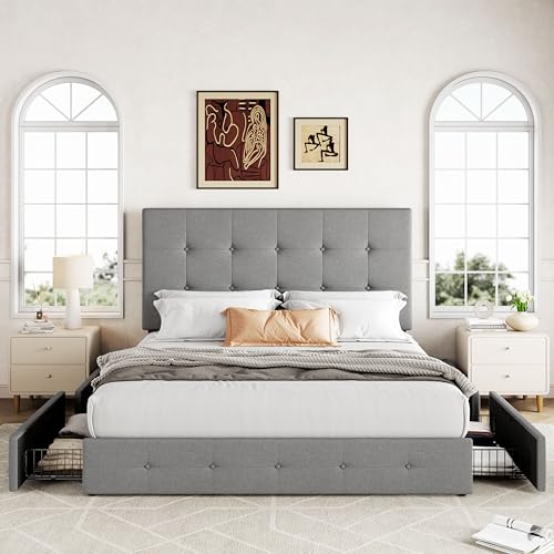 Storage Bed Frame with 4 Underbed Drawers, view 4