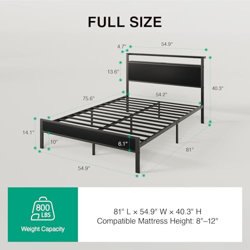 Full Bed Frame with LED Lights and Charging Station, view 3