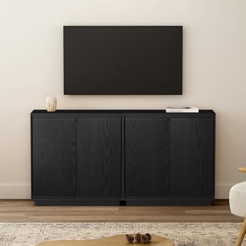 Buffet Storage Cabinet, Sideboard Accent Cabinet with Adjustable Shelves and Handless Design, Modern Credenza, Console Table for Living Room, Black
