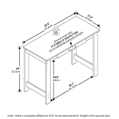 Jaya Writing Desk with Drawer, White