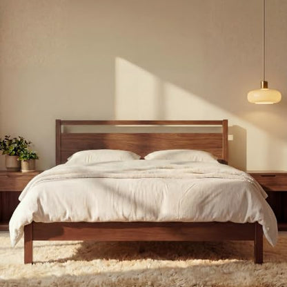 Signature Wood Platform Bed Frame with Headboard, Essential, Noise Free, view 2