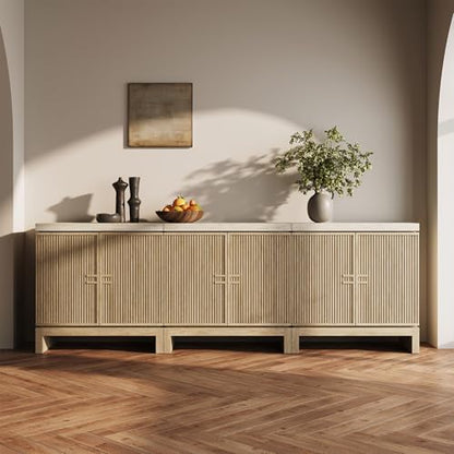 Set of 3 Anton Sideboard Buffet Cabinet - Travertine Greige, view 3