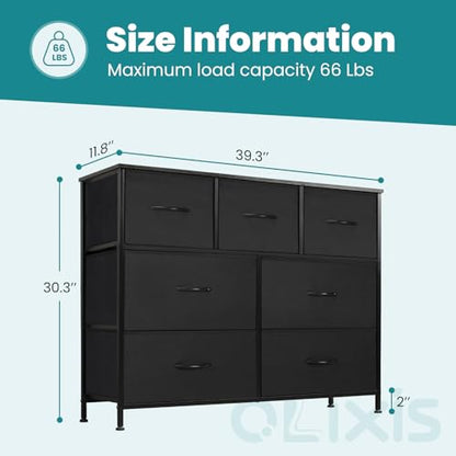Black Dresser for Bedroom with 7 Fabric Drawers Storage Organizer, view 4