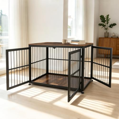 48" Rustic Heavy Duty Dog Crate Furniture for Extra Large Dogs, view 6