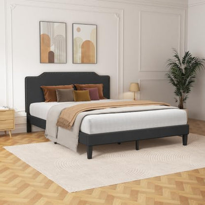 Queen Size Bed Frame with Adjustable Headboard Platform, view 2
