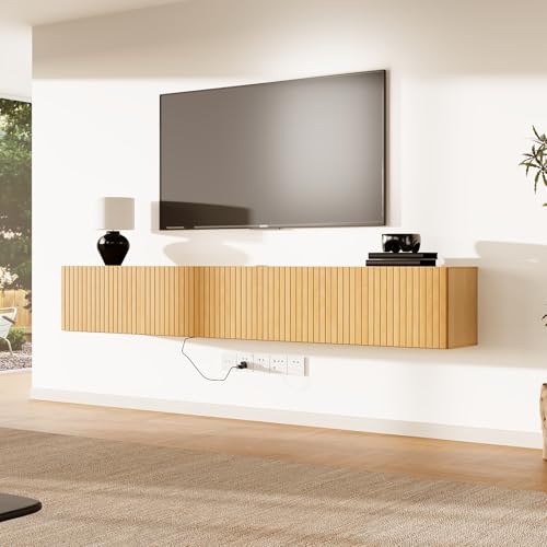 DHMAKER 71" Floating TV Stand Wall Mounted with Power Outlet for TVs up to 80", view 5