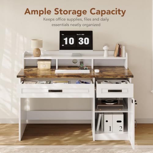 47" Farmhouse Computer Desk with Charging Station, view 7