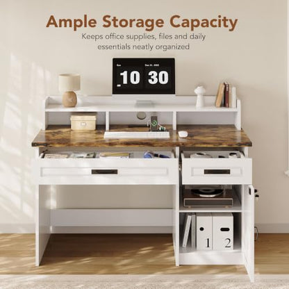 47" Farmhouse Computer Desk with Charging Station, view 7