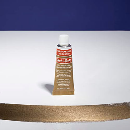 Rub n Buff Wax Metallic Finish - Rub n Buff European Gold 15ml Tube - Versatile Gilding Wax for Finishing Furniture Antiquing and Restoration - Rub and Buff Colors Single Tube