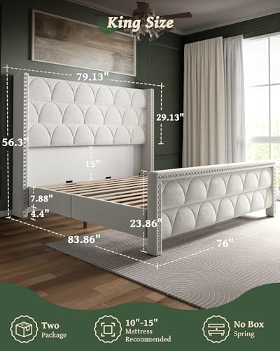 King Size Bed Frame with 56" Headboard, view 3