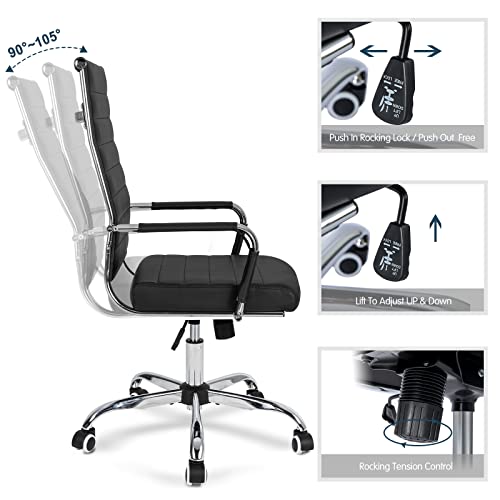 Home Office Chair Ribbed, Modern Leather Conference Room Chairs, view 6