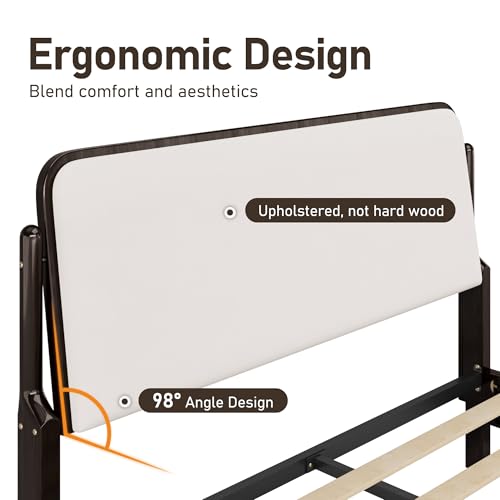 Queen Bed Frame with Upholstered Headboard, view 4