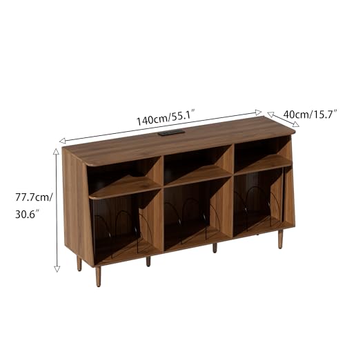 Record Player Stand with Vinyl Storage, view 3