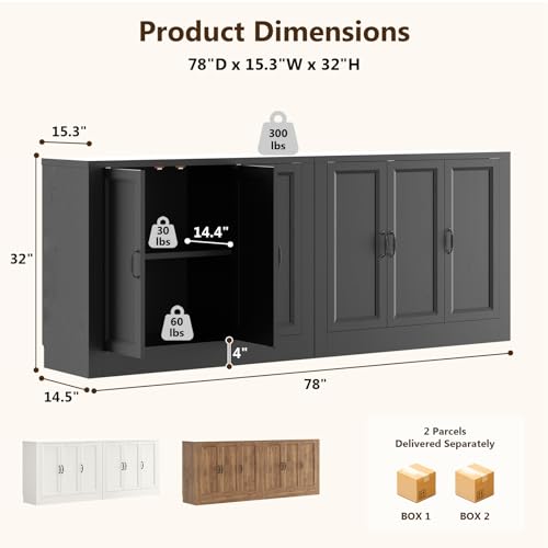 Modern TV Stand for Living Room, 78" W Buffet Cabinet with Storage, view 3
