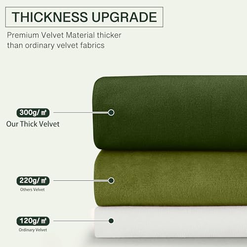 Moss Green Christmas Velvet Curtains 72 inches Long 2 Panels Set, Solid Thick Room Darkening Window Drapes Privacy Protect Thermal Insulated for Living/Dining Room, W52 x L72