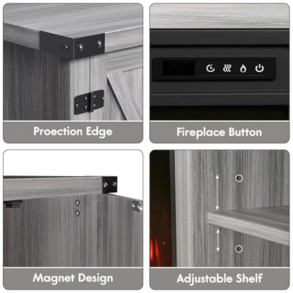 58 Inch Fireplace TV Stand for TVs up to 65 Inch, Gray Wash, view 7