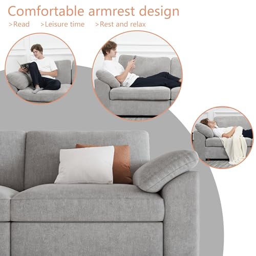 Oversized L Shape Sectional Modular Sofa,Wide Deep seat Sectional Sofa,Comfortable Grey Cloud Modular Sofa