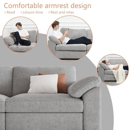Oversized L Shape Sectional Modular Sofa,Wide Deep seat Sectional Sofa,Comfortable Grey Cloud Modular Sofa