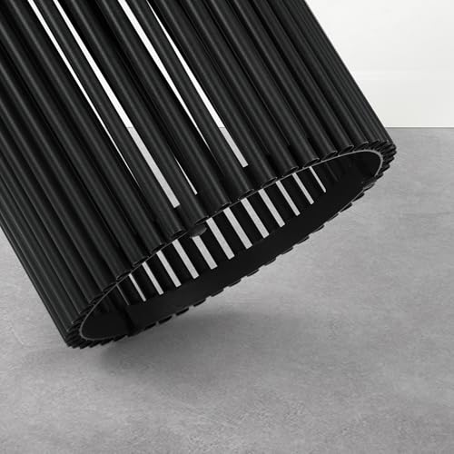 Demy Accent Table - 18 inch Wide Solid Mango Wood and Metal Round Side Table in Earthtone/Ebony, Modern End Table for Living Room or Bedroom with Slatted Base Design, Assembled