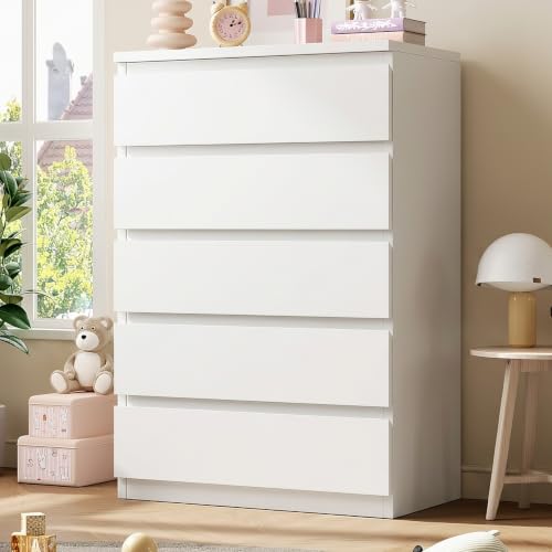 5 Drawer Dresser for Bedroom, White Dresser Chest of Drawers, view 2