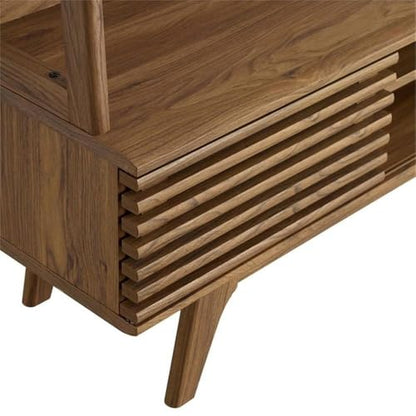 Render Mid-Century Modern TV Stand Entertainment Center, 70", Walnut