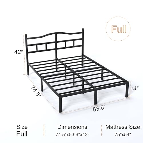 Snaye 14 Inch Full Size Bed Frame with Headboard, view 3