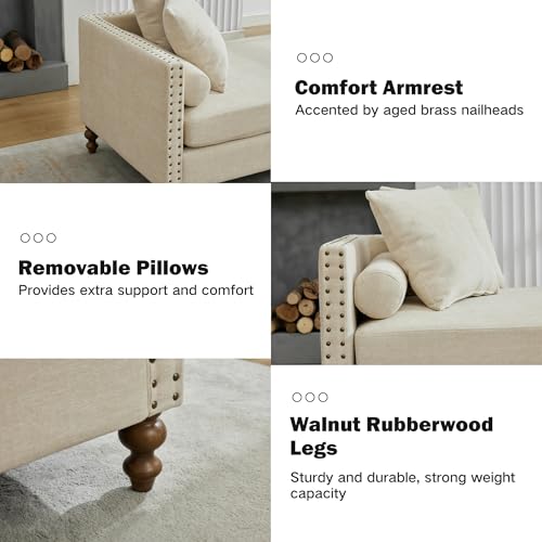 75.2" W Retro Oversized Chaise Lounge Chair Indoor with Left & Right Armrest, view 6
