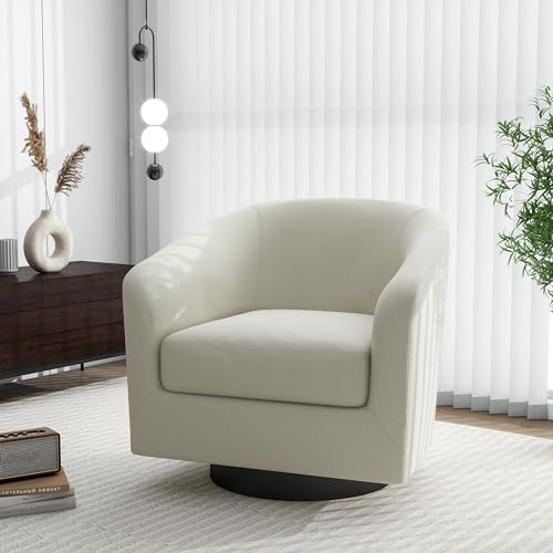 Swivel Barrel Accent Chair, Modern Round Chenille Fabric Arm Chair for Living Room, Bedroom, Comfy Club Reading Chairs for Adults