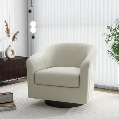 Swivel Barrel Accent Chair, Modern Round Chenille Fabric Arm Chair for Living Room, Bedroom, Comfy Club Reading Chairs for Adults