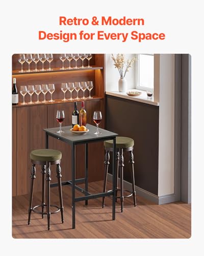 Bar Table, Sturdy Metal Frame High Top Pub Table, Small Kitchen Dining, Cocktail Coffee Counter Bar Height Desk, Easy to Assemble, 24x24x36 in, for Living Room Party, Rustic Brown and Black