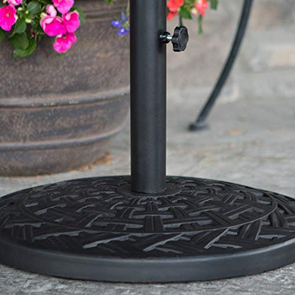 Marcus Classic Polyresin Round Umbrella Stand with Metal Cross Weave Design, 18 Inch, Black